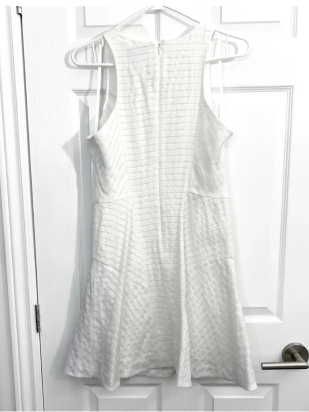 White Striped Fit and Flare Skater Dress - Picture 4 of 7